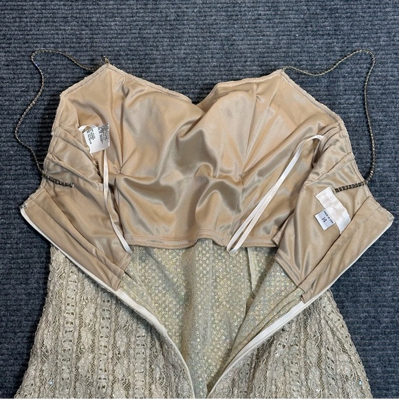 Jessica McClintock 14 Sequined Lace Maxi Dress Vintage 90s Evening Ivory Bridal - Picture 6 of 11